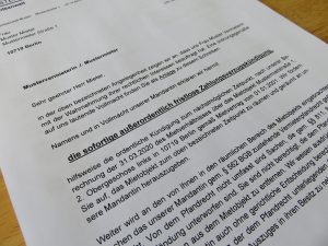 Termination due to default of payment